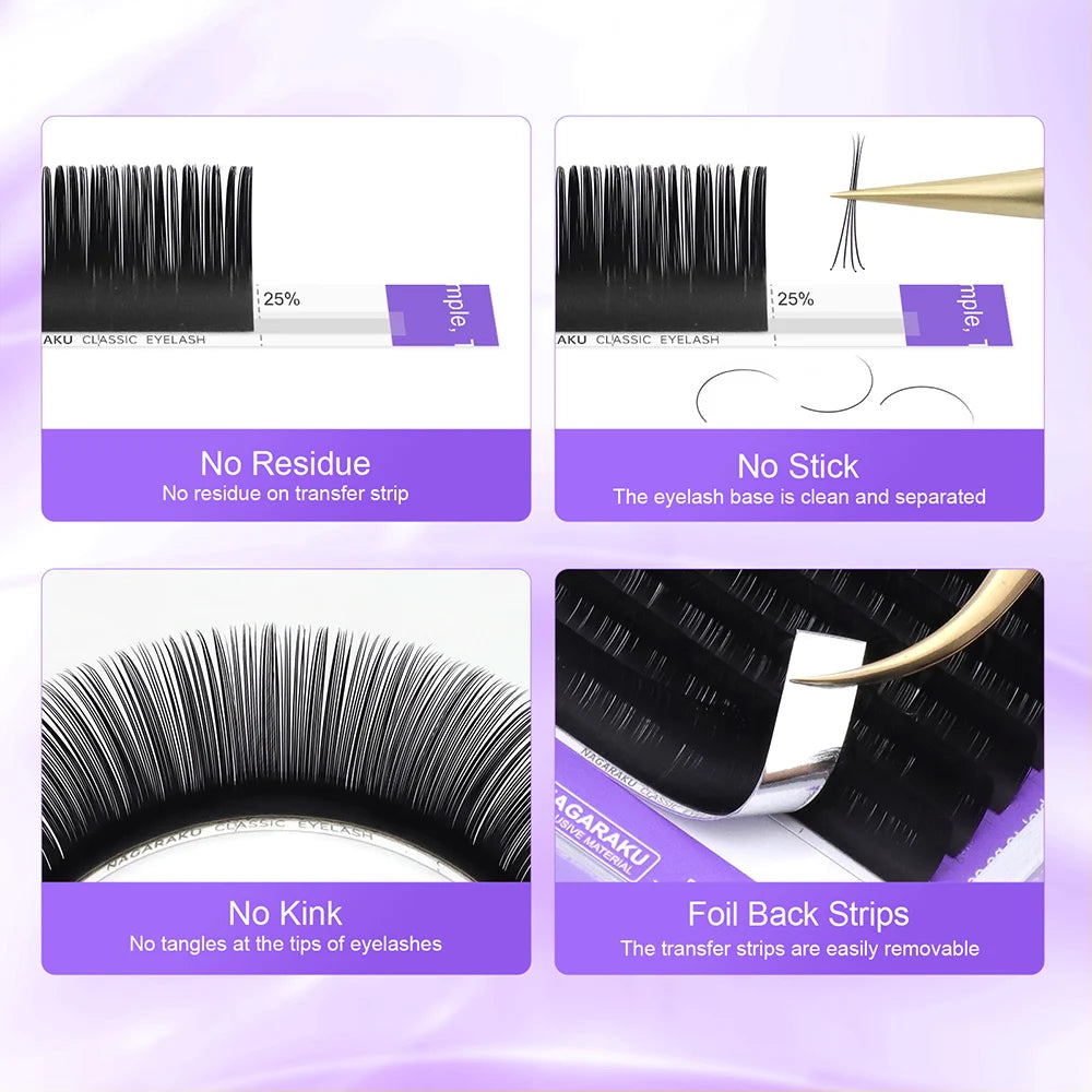 16Rows Faux Mink Individual Classic Eyelash Extensions Volume False Eyelashes Soft Natural Classical Lashes Makeup