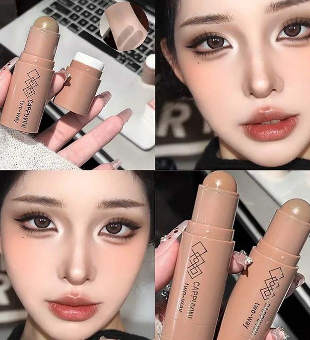 Double-head Face Bronzer Contour Stick Cream Makeup Light Dark Shadow Lasting Concealer Facial Brighten Contouring With Brush