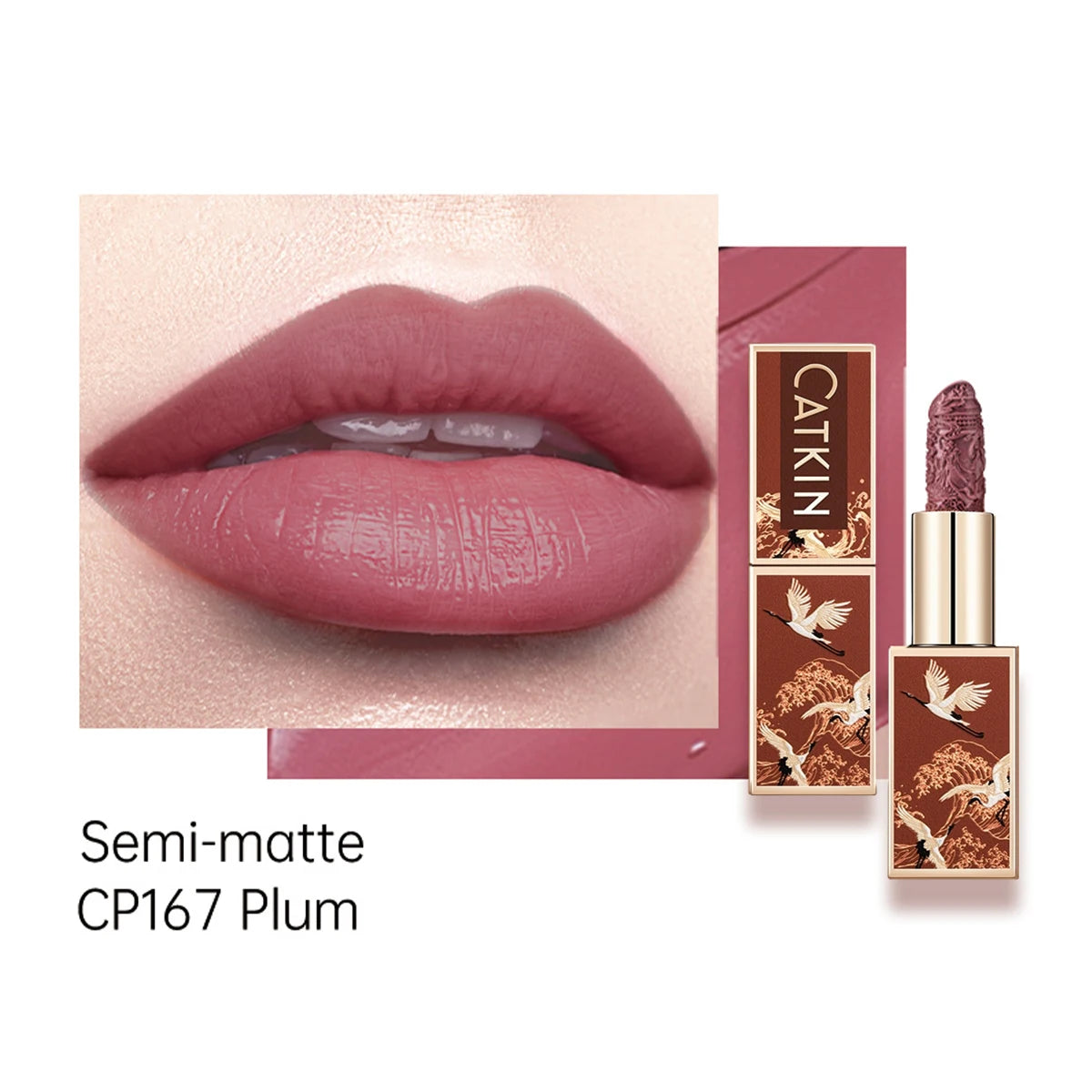 CATKIN Makeup Velvet Matte Lipstick, Hydrating Satin Long Lasting lipstick with Smooth and Creamy Texture