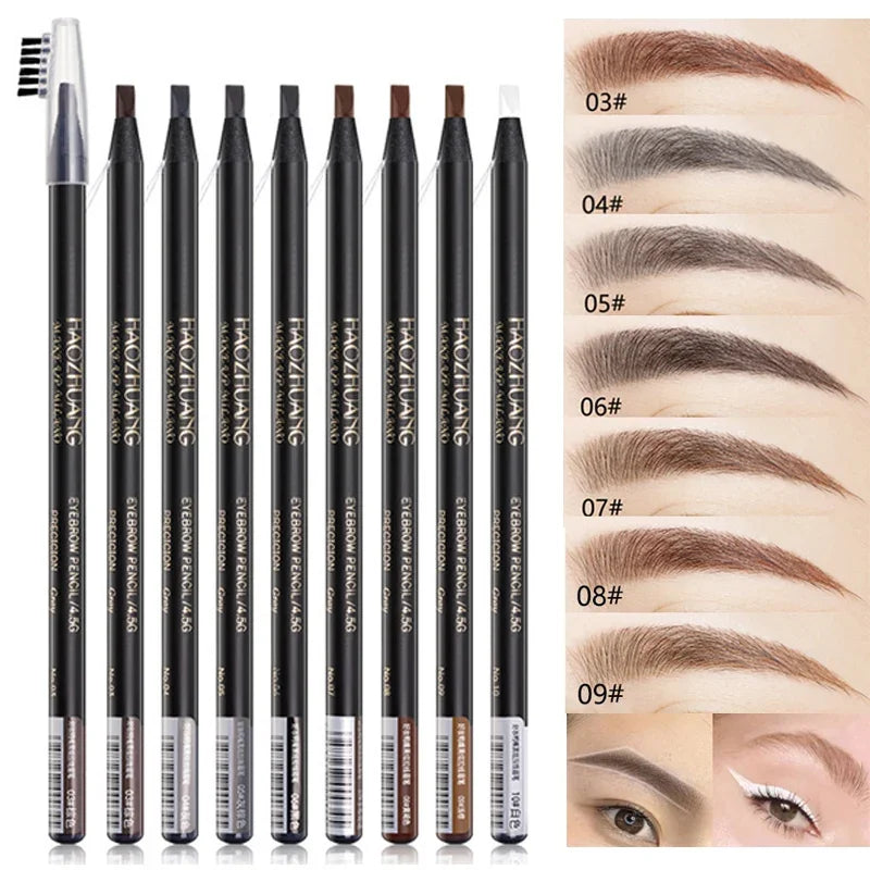HAOZHUANG  Waterproof Long Lasting Eyebrow Pencils with Soft Brush Eyebrows Makeup Tool Permanent Makeup Tattoo Accessories