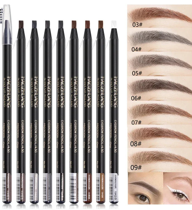 HAOZHUANG  Waterproof Long Lasting Eyebrow Pencils with Soft Brush Eyebrows Makeup Tool Permanent Makeup Tattoo Accessories