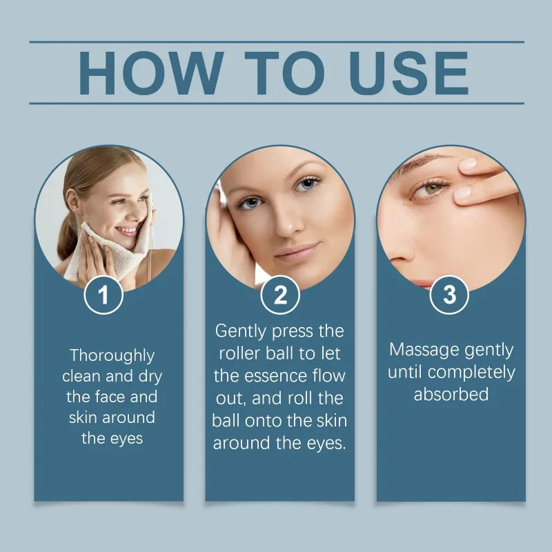 5% Caffeine Eye Serum Nourishing Moisture Under Eye Roller Cream 360° Massage Firming Serum For Dark Circles and Puffiness