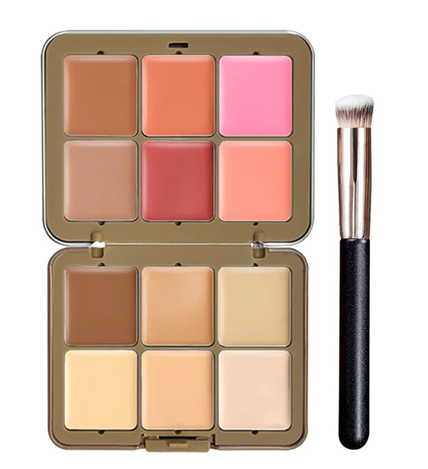 12-color Plum Blossom Concealer with Makeup brush Set Brightening blush Multi-function makeup tray Poker iron case portable