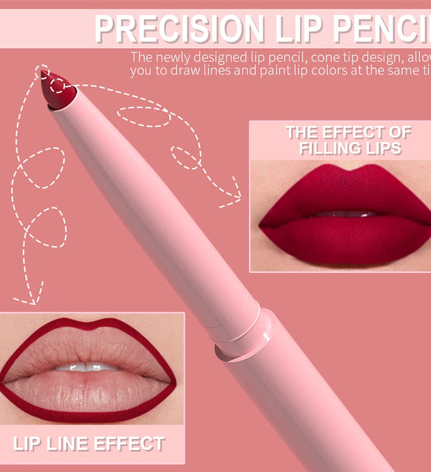 6pcs Lip Liner Pen Set Long-Lasting, Waterproof Sweatproof, Easy Coloring Non-fading Color Rendering Lip Gloss Set Beauty Makeup