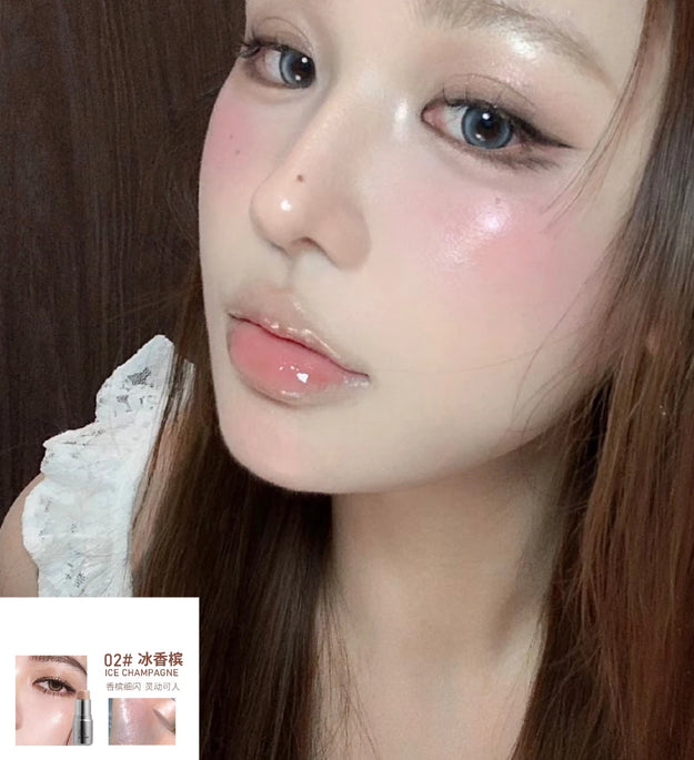KAXIER High Gloss Stick Highlighter Blush Water Light Shimmer Waterproof Face Contour Illuminator Brighten Contouring Rouge