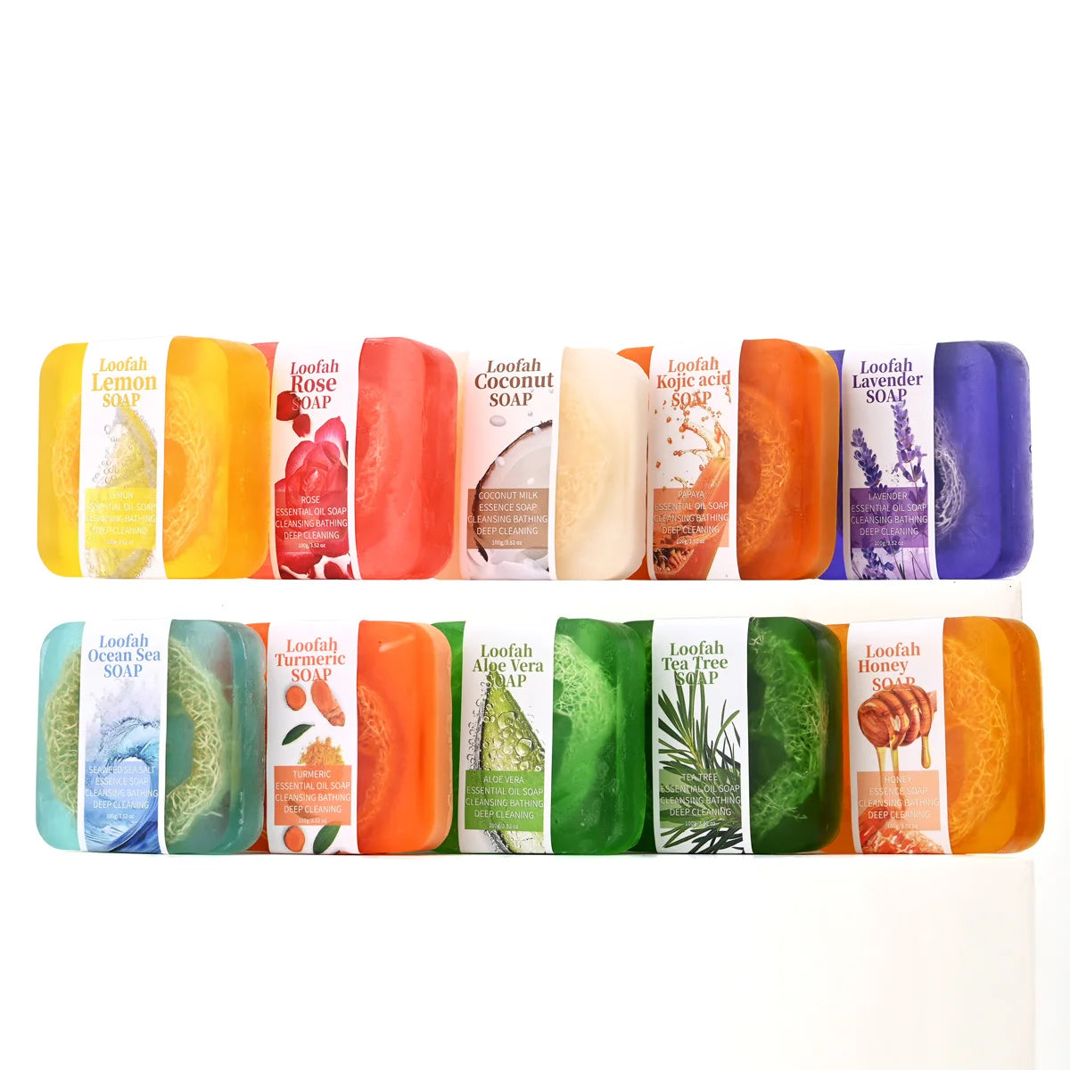 S+100g Sea Salt Loofah Soap Whitening Handmade Soap Face Body Wash Bar Loofah Soap