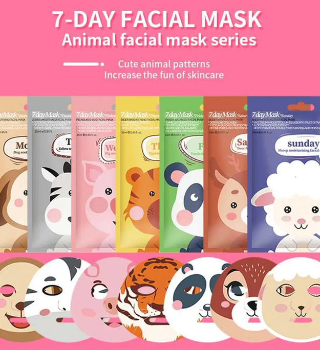 1/7pcs Cartoon Facial Mask Deep Hydrating Sheet Mask Moisturizing Tender Skin Mask Dog Panda Pig Animal Pattern Skin Care