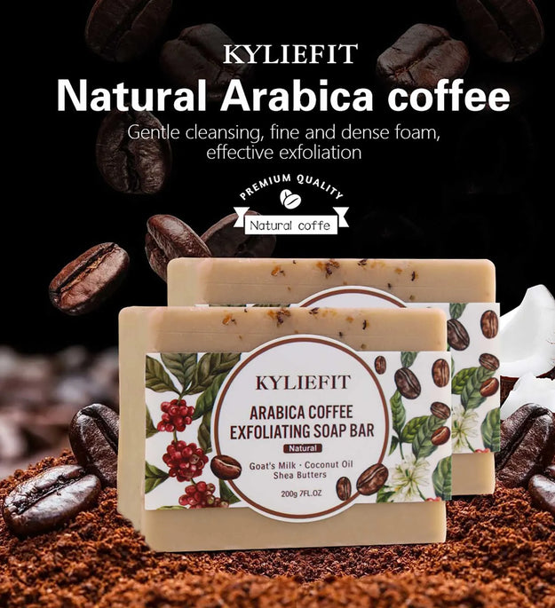 Arabica Coffee Exfoliating Soap, Whitening, Clean Skin, Reduce Dark Spots, Enriched with Coconut Oil, Shea Butter, 200g/7 oz