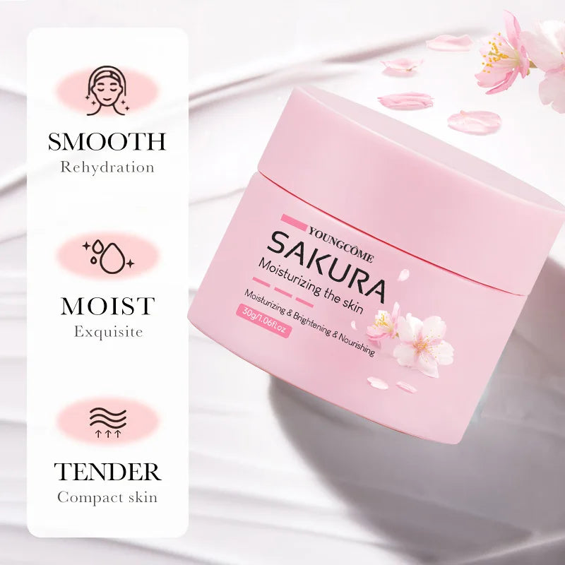 Sakura Essence Cream,Cherry Blossom Facial Moisturizer for Dry & Rough Skin,Intense Hydration,Skin Repair,Delicate & Tender Glow