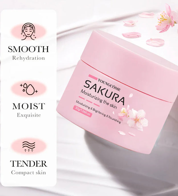 Sakura Essence Cream,Cherry Blossom Facial Moisturizer for Dry & Rough Skin,Intense Hydration,Skin Repair,Delicate & Tender Glow