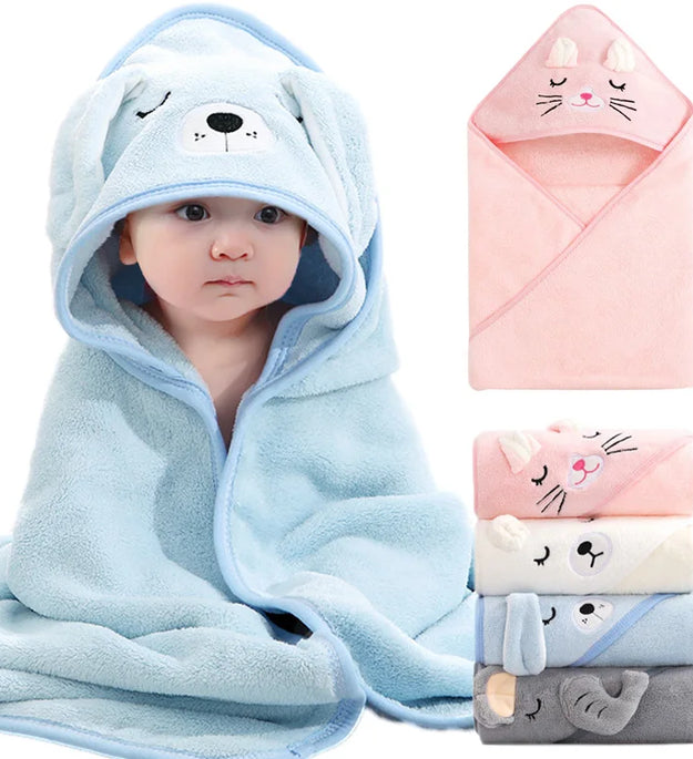 Cartoon Animal Baby Bath Towels Soft Newborn Hooded Towel Blanket Toddler Bathrobe Warm Sleeping Swaddle Wrap for Boys Girls