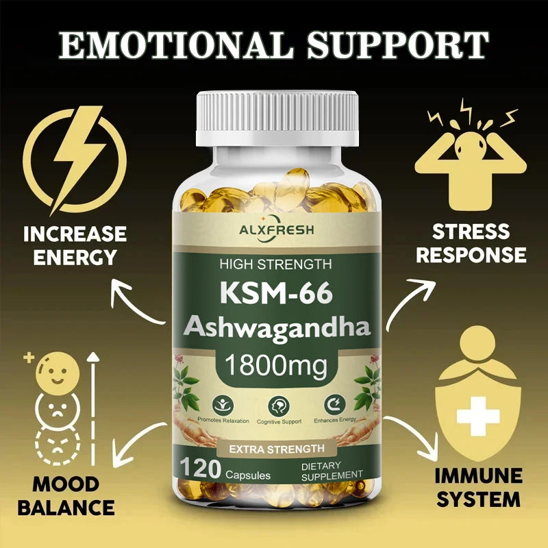 KSM-66 Natural Ashwagandha Capsules Ashwagandha Supplement| 1800mg for Health Support - Plant Based Vegan Gluten-Free - BlissFully