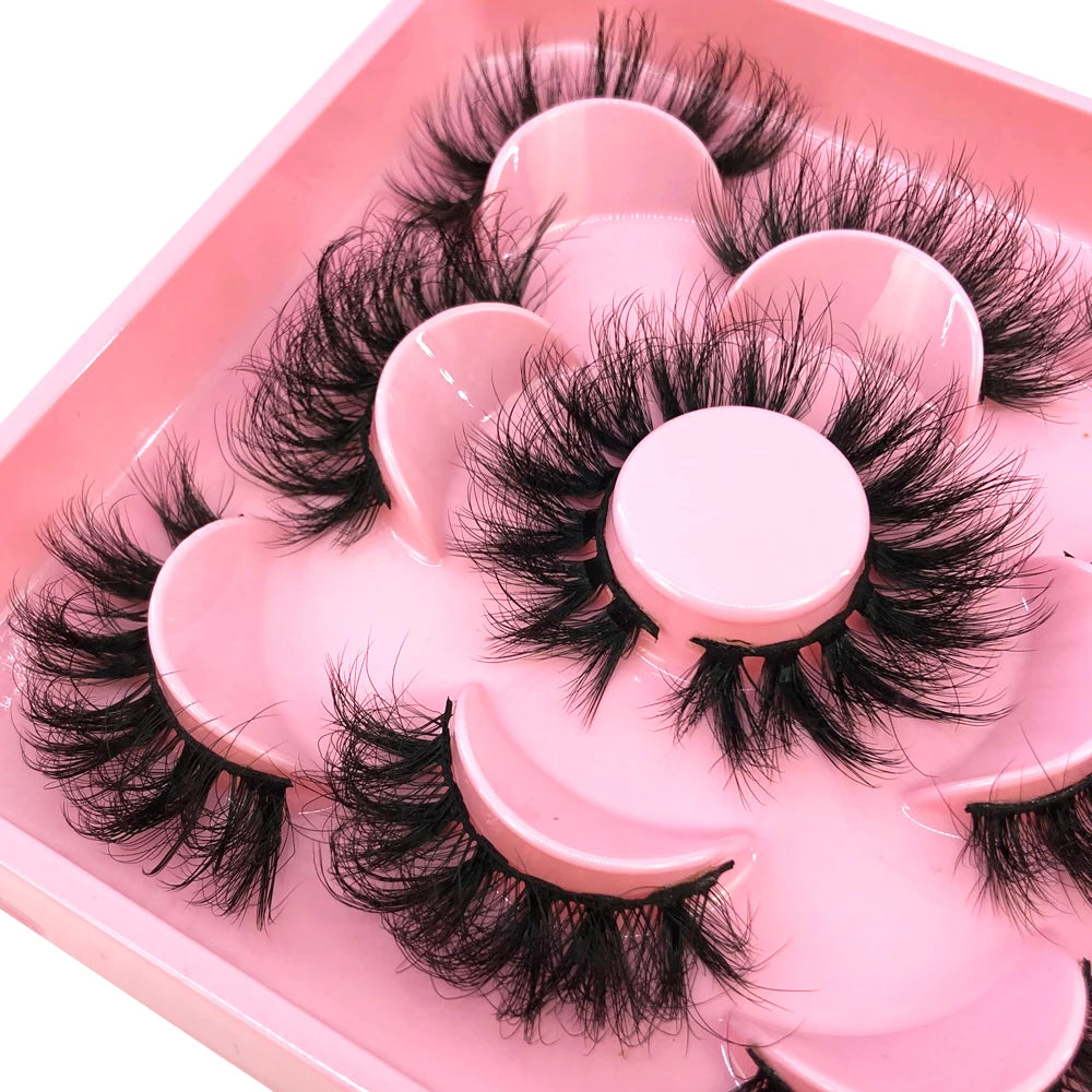 New 5 pairs Fluffy Lashes 8D False Eyelashes 15-20mm Faux Mink Lashes Natural Fake Lashes Thick Volume Eyelashes Cat Eye Lashes