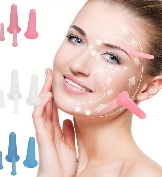 2Pcs/set Natural Silicone Cupping Massage Cup for Body Fac Neck Eye Massage Vacuum Tank Body Facial Care Anti-aging Beauty Tool