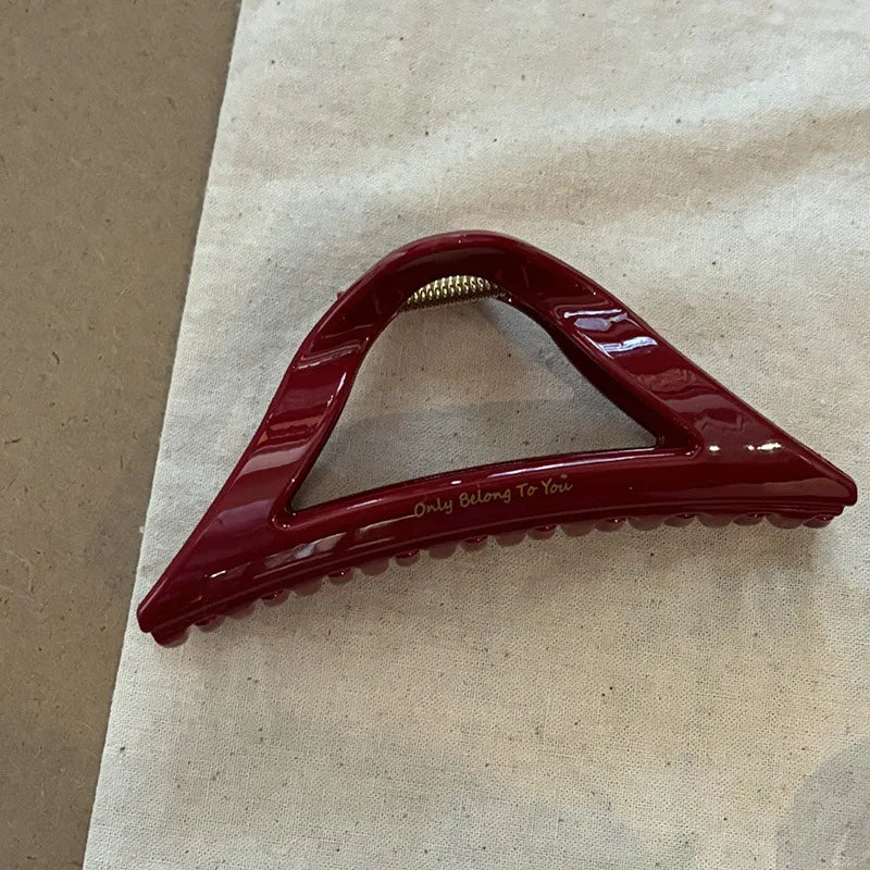 French Red Collection! Large Grip Letters Gold Label Back Head Updo Shark Clip Hair Accessories Headwear Hairpin Hair Claw