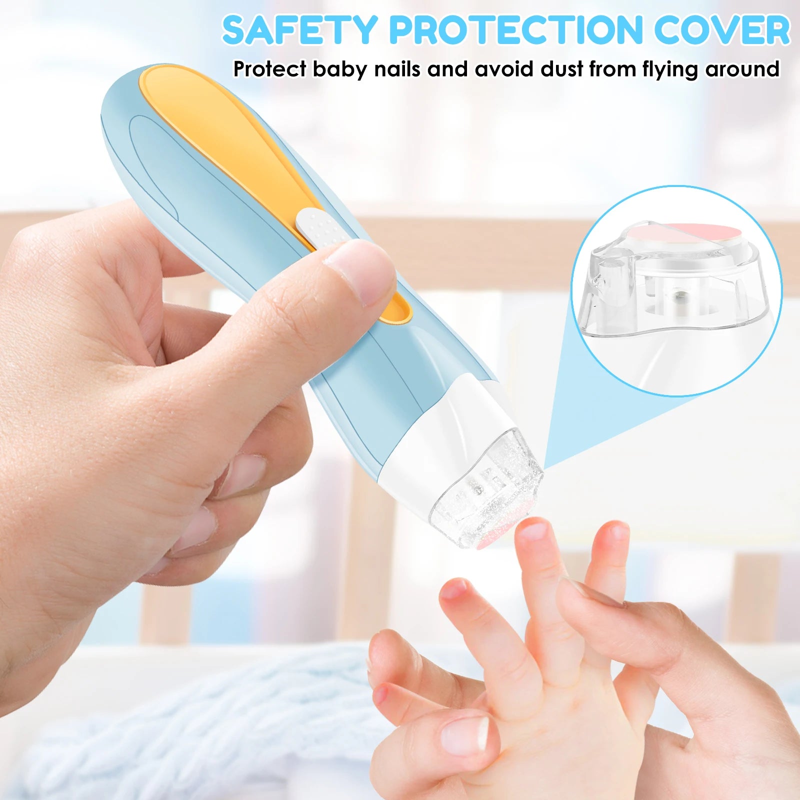 Electric Baby Nail File Lightweight USB Charging Baby Nail Clipper with LED Low Noise Stepless Speed Control Electric Nail File