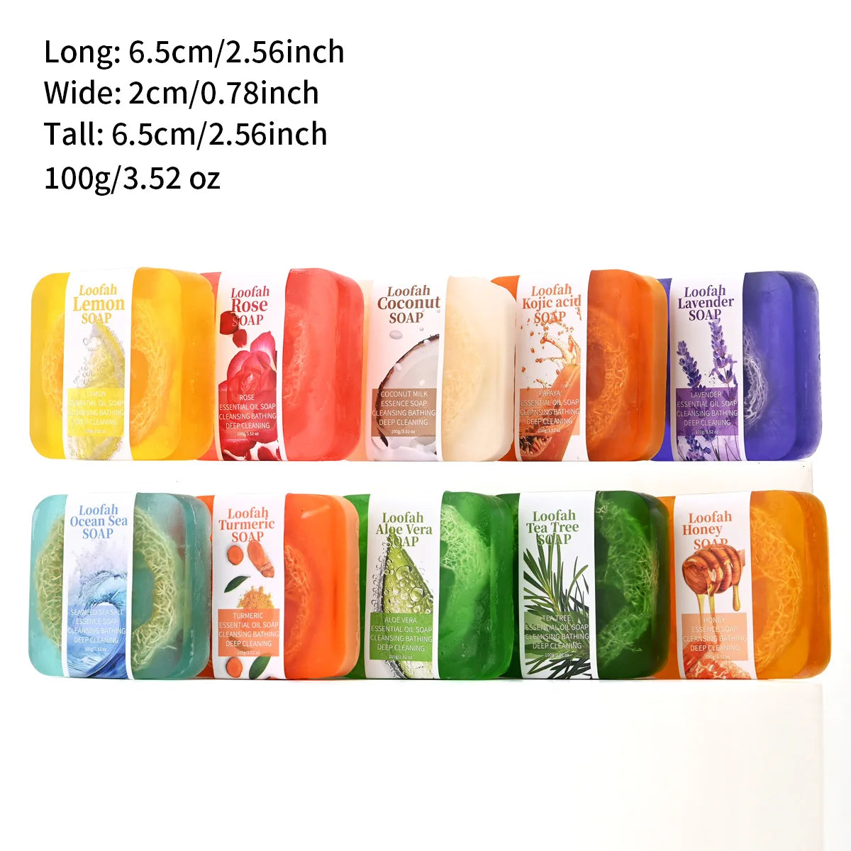 S+100g Natural Organic Rose Silk Gourd Network Oil Soap Lemon Whitening Face Body Wash Bar Loofah Soap