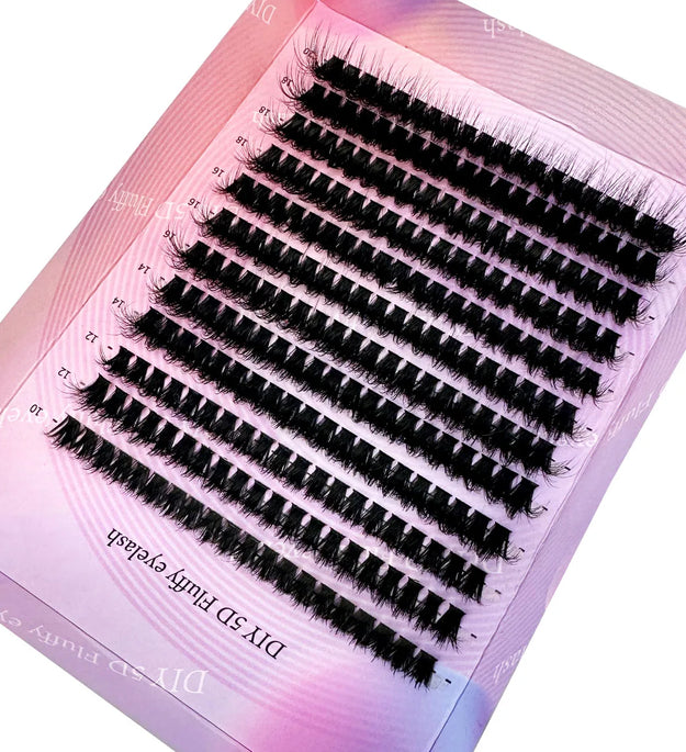 DIY5D Fluffy Lash Clusters 100D Thick Eyelash Clusters CC Curl Wispy Individual Lashes 10-20mm Cluster Eyelash Extensions 240pcs