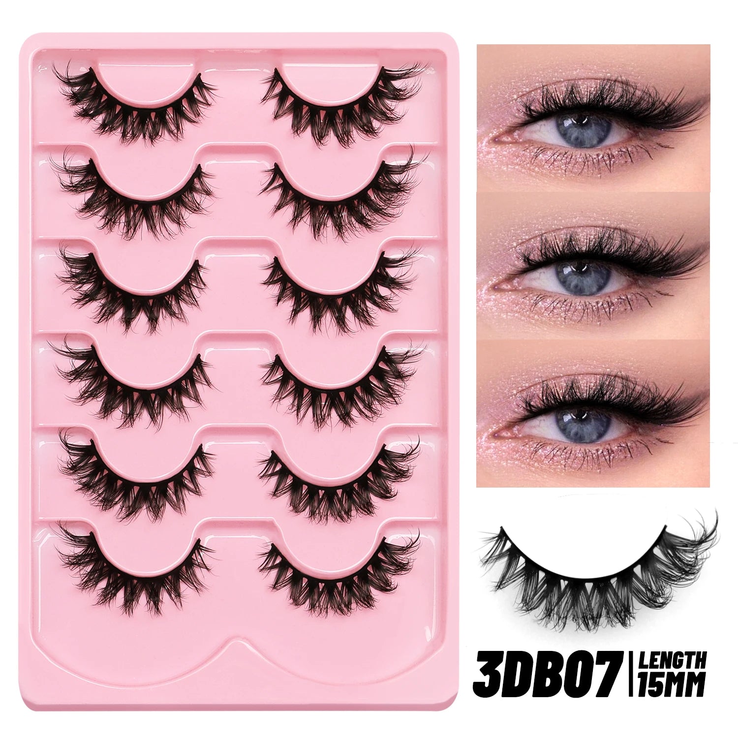GROINNEYA Fluffy Eyelashes 3D Mink False Lashes Fluffy Soft Cross Manga Lashes Wispy Volume Mink Lashes Dramatic Makeup
