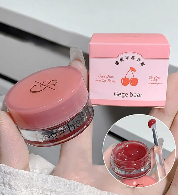 Canned Jam Lip Gloss Gege Bear Jam Lip Honey Moisturizing and Shiny Mirror Non Sticky Makeup Lip Glaze
