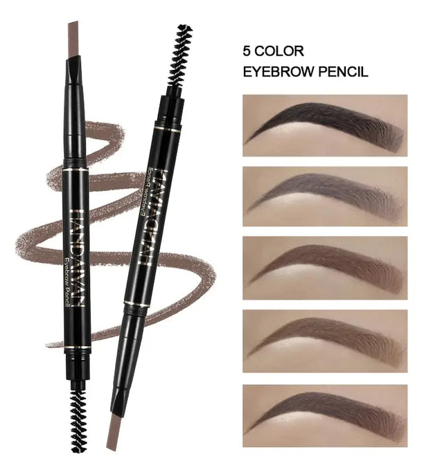 HANDAIYAN Eyebrow Pencil Automatic Rotating Double Head Long Lasting Natural Waterproof 5 Color Triangle Eyebrow Pen Make Up