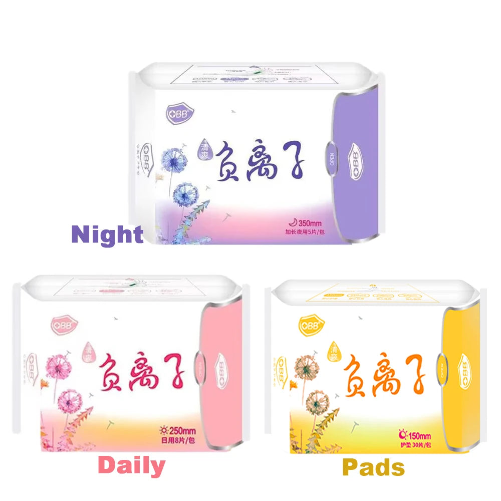 90Pcs/3Pack Anion Sanitary Pads Kill Bacteria Panty Liner Anti Inflammation Remove Yeast Infection Menstrual Pad Anion Sanitary