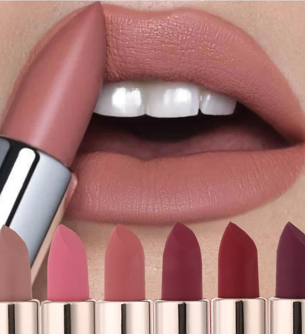 6colors Nude Velvet Lipsticks Waterproof Long Lasting Moisturize Lips Stick Not Fade Sexy Matte Lipstick Lip Gloss Women Makeup