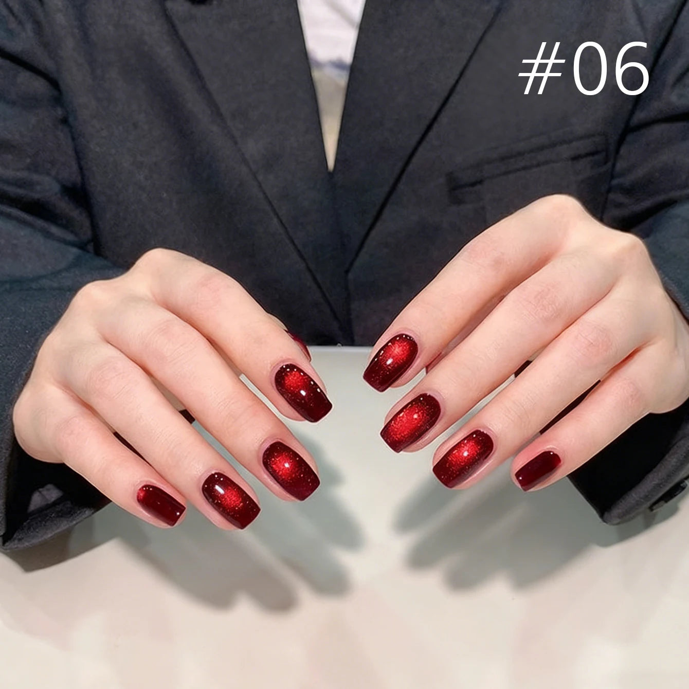 12ML 1-21PCS Winter And Autumn Whitening Red Glass Bead Cat Eye Magnet Gel Nail Polish Christmas Nails Nail Set Nail Art