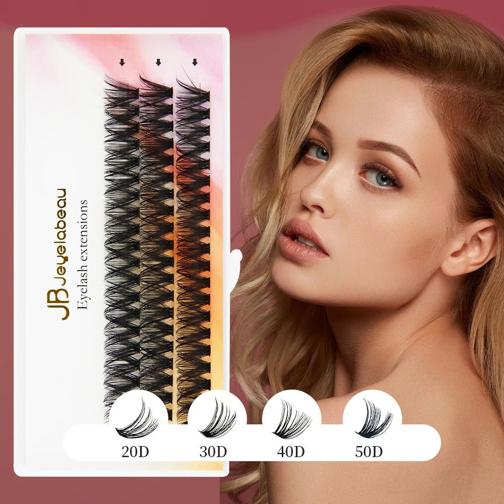 JB Jeyelabeau Russian Individual Cluster Lashes 60 Bundles DIY 8-16mm Eyelash Extension Volume Lash Clusters Natural Mink