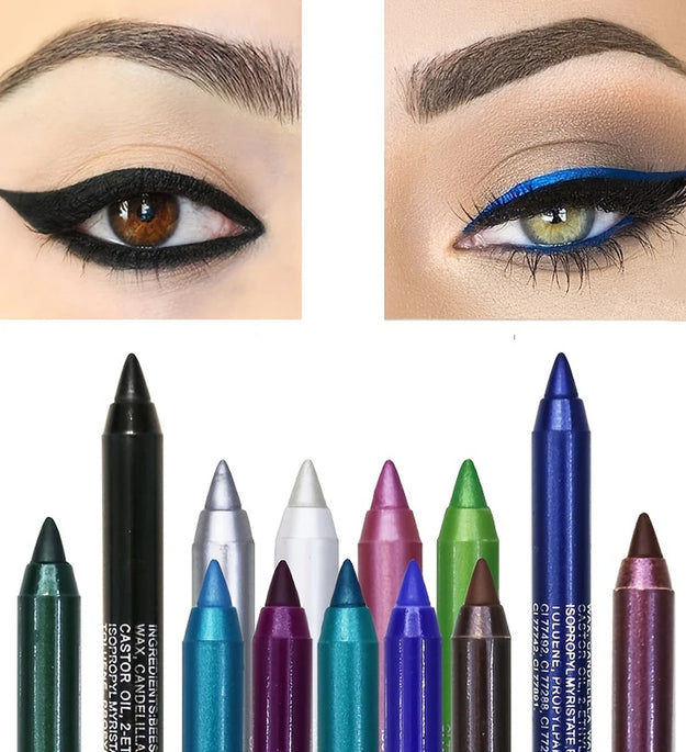 14-Color Colourful Eyeliner Pen, High Pigmented Pearly Shimmer Metallic Smokey Punk Gothic Style Eyeliner, Long Lasting Waterpro