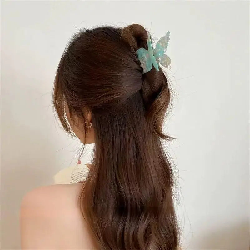 Super Fairy Three-Dimensional Butterfly Half-Tied Hair Back Of The Head Acetate Clip Hair Accessories For Women - BlissFully