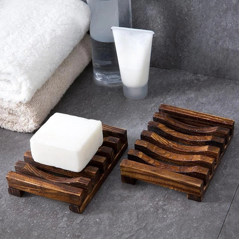 Creative Wooden Soap Holder Drainage Rack Carbonized Bamboo Bathroom Organizer for Shower Shelf Non Slip Soap Tray Ventilation