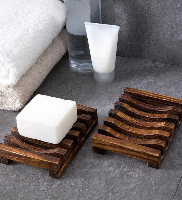 Creative Wooden Soap Holder Drainage Rack Carbonized Bamboo Bathroom Organizer for Shower Shelf Non Slip Soap Tray Ventilation