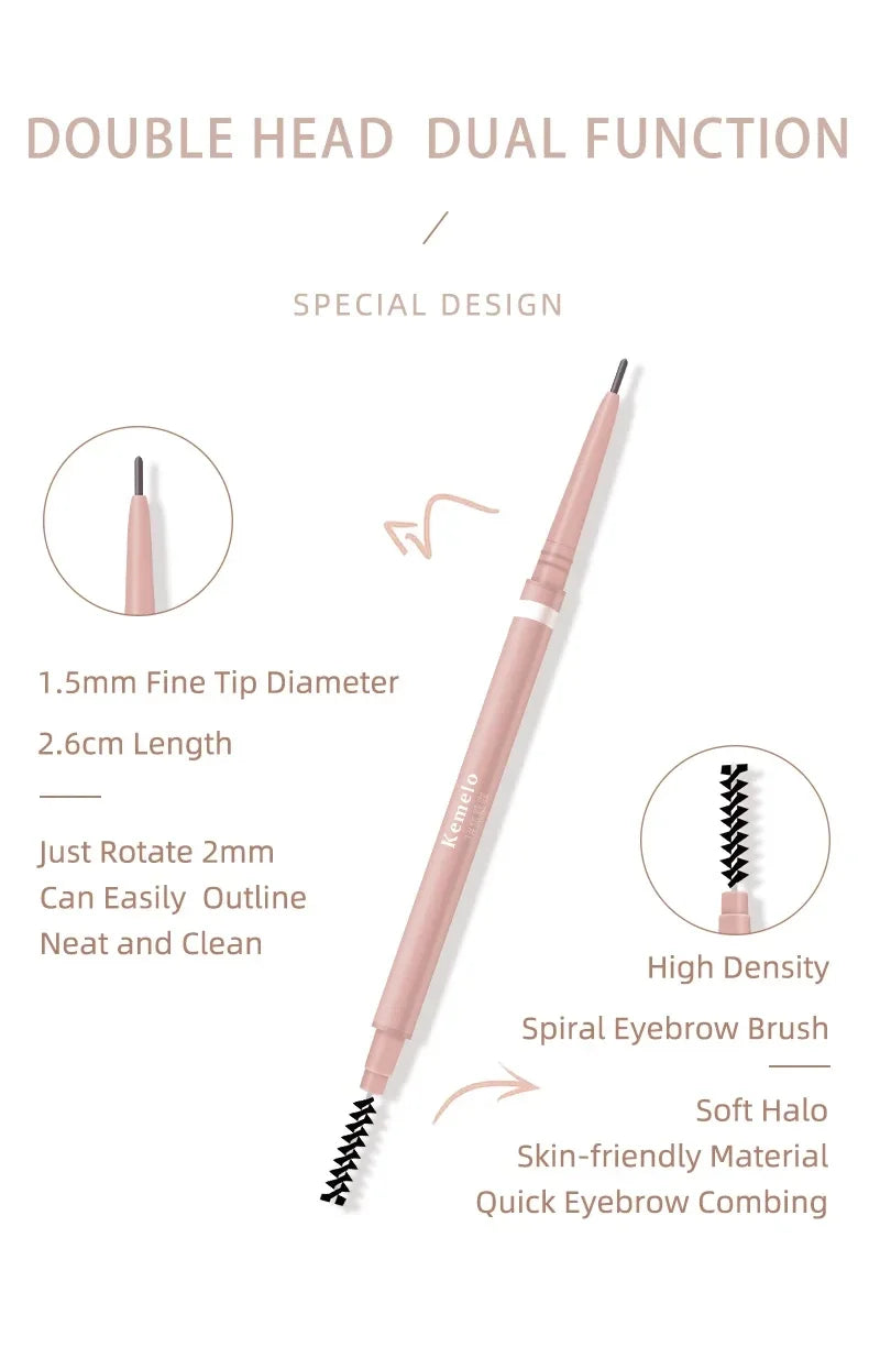 1PC Waterproof Double-Ended Eyebrow Pencil 1.5mm Ultra Fine Eyebrow Pencil Sweat-proof Long Lasting Professional Eye Makeup