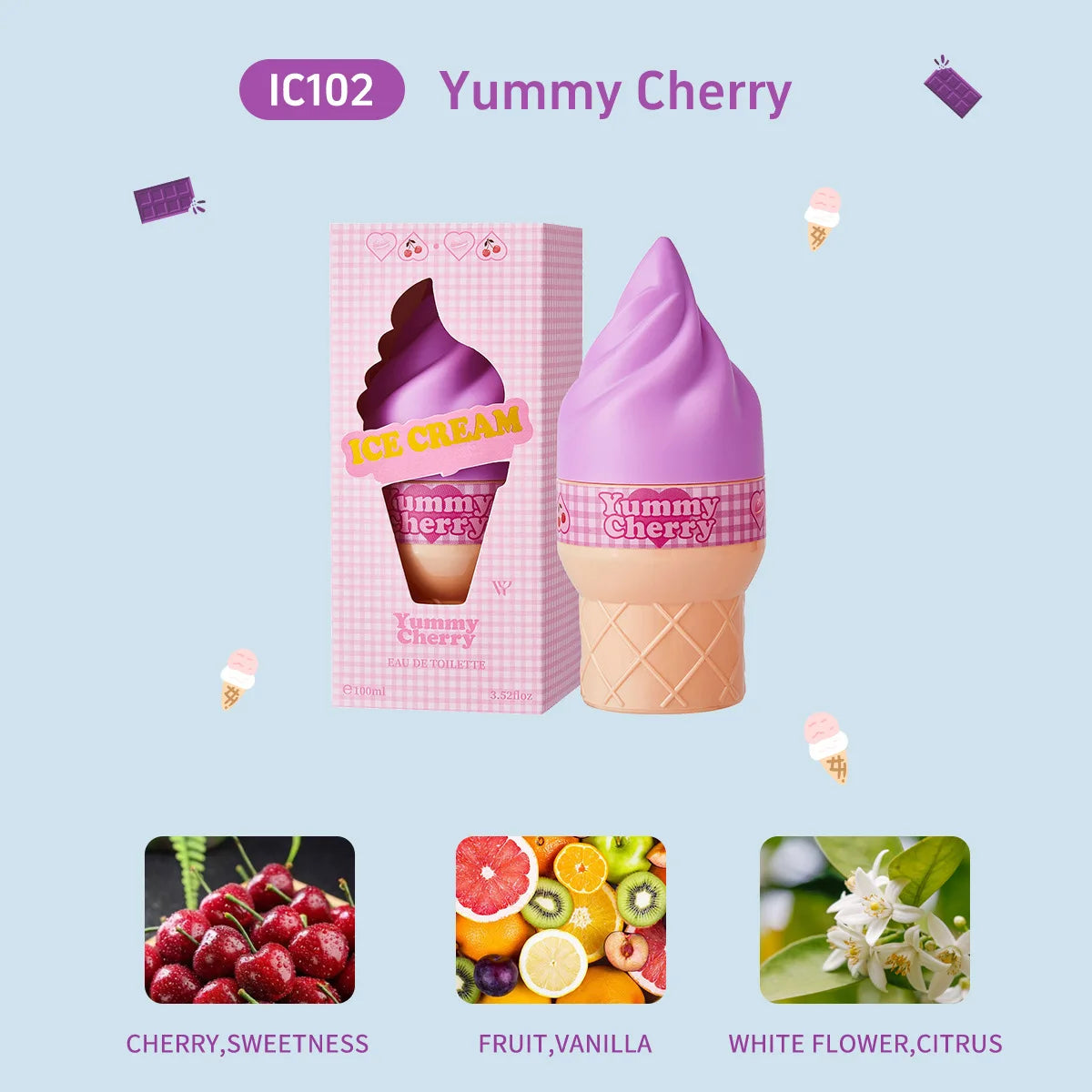 60ml Ice Cream Sweet Women's Perfume Long-lasting Fresh Vitality Floral Fragrance Eau De Toilette Charming Date Fragrance Spray