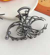 1Pcs Halloween Black Spider Hair Claw Clips with Pearl Charm Design,Metal Gothic Punk Hair Clips Strong Hold Hair Accessories - BlissFully