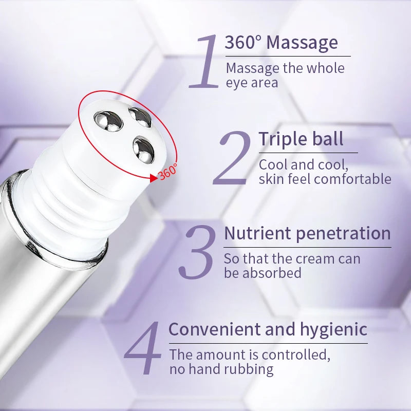 O'CHEAL Anti Wrinkle Anti Dark Circle Eye Cream Roller Massager Moisturizing Eye Bags Anti Aging Hyaluronic Acid Eye Skin Care - BlissFully