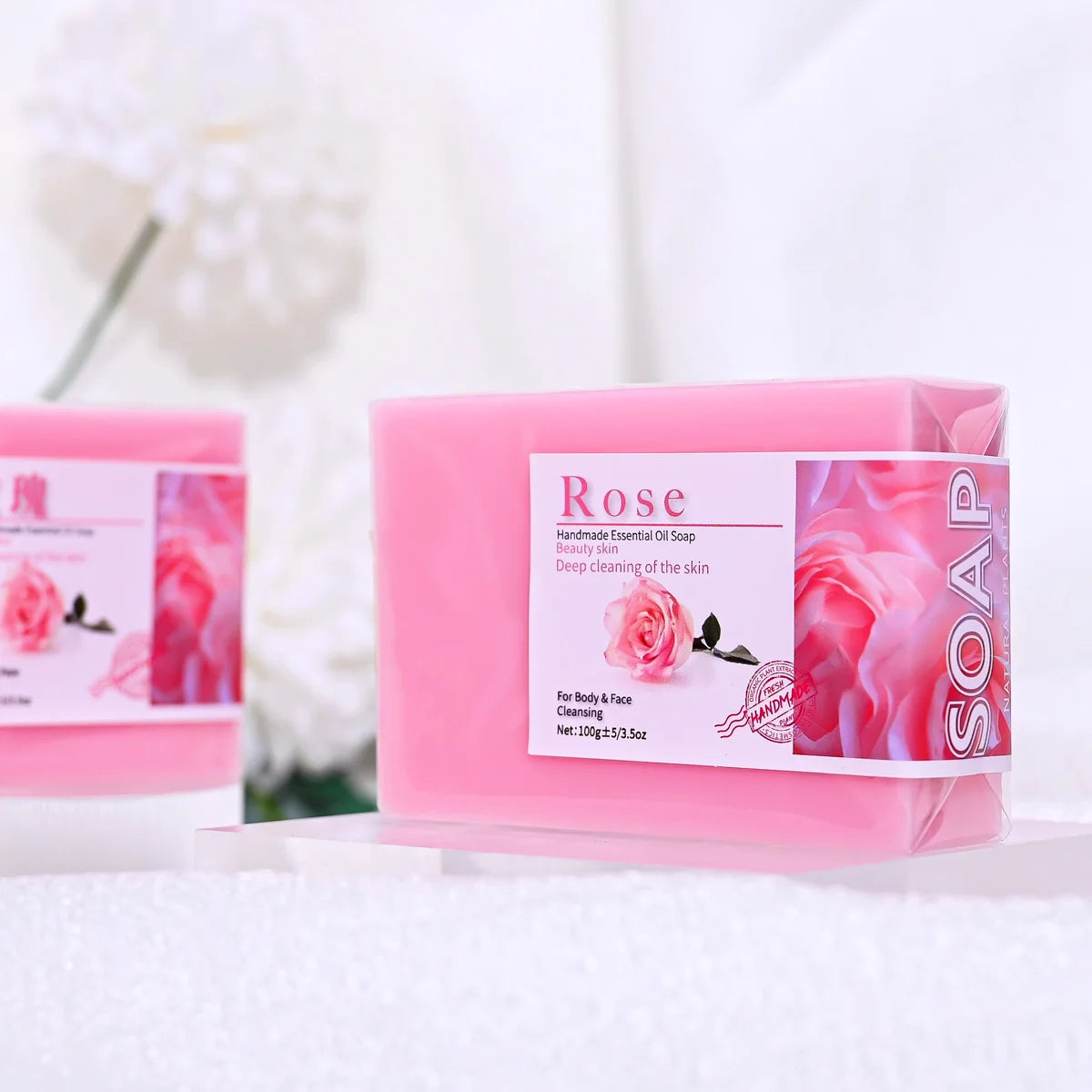 100g Hot Selling Products Rose Oil Handmade Glycerin Soap Bar Body Face Soap Deep Cleans Whitening Soap with Lavender