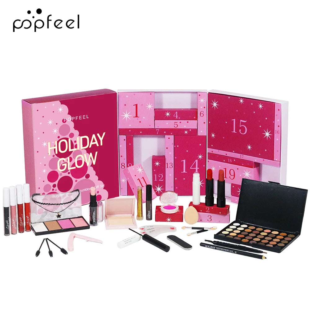 POPFEEL 24-Piece Christmas Surprise Countdown Gift Box Set - Perfect for Gifting Makeup, Accessories, and Mystery Boxes for Moms