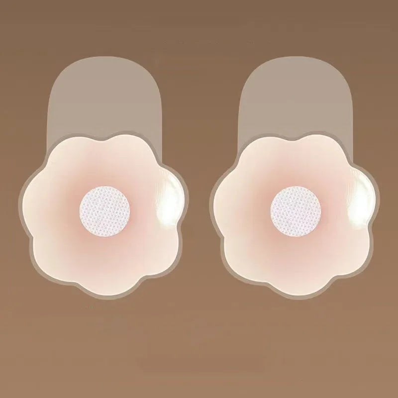 Reusable Women Breast Petals Lift Nipple Cover Invisible Petal Adhesive Strapless Backless Stick on Bra Silicone Breast Stickers