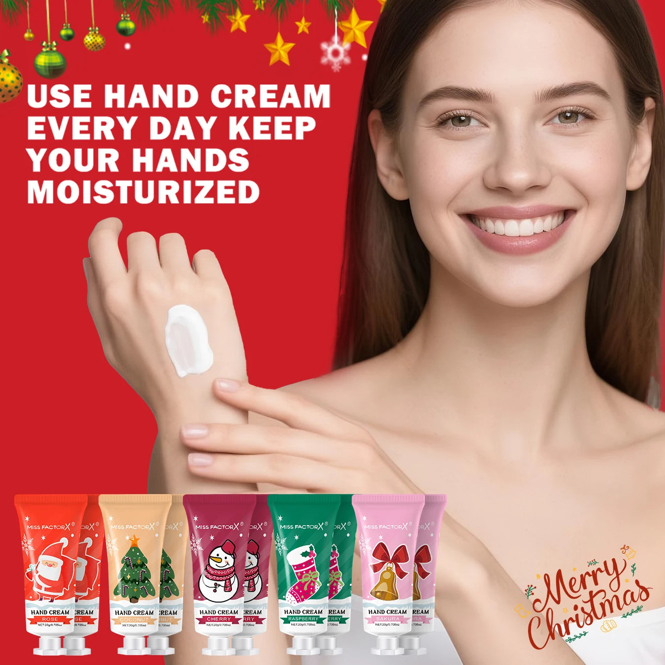 10pcs Christmas Hand Cream Gift Set Moisturizing and Moisturizing Hands, Preventing Drying and Cracking, Lasting Fragrance