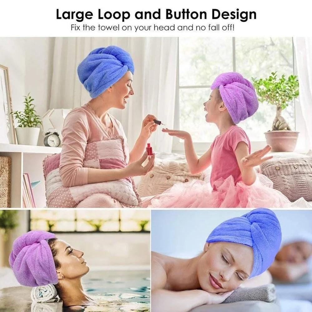 Hair Towel Wrap Fast Dry Hair Towel Super Absorbent Microfiber Coral Velvet Hair Drying Towel Quick Dry Hair Turban - BlissFully