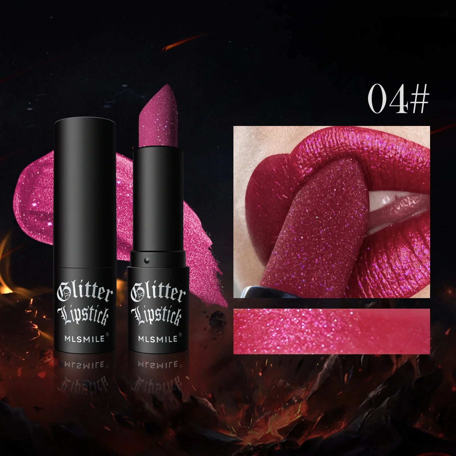 MLSMILE Multi-Color Non-stick Cup Matte Lipstick Flash Lasting Easy Color Diamond Lipstick Dark Halloween Look