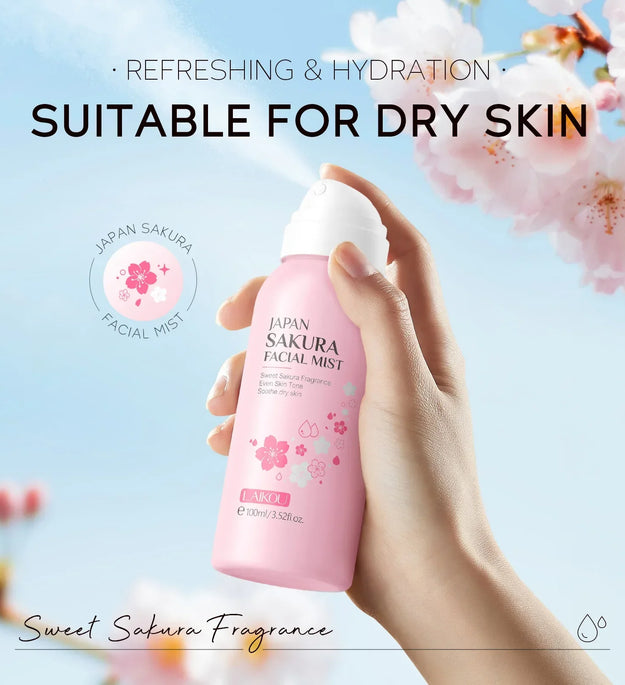 LAIKOU Sakura Toner Hydrating Moisturize Gentle Repair Brightening Skin Improve Glow Serum Toner Spray 100ml