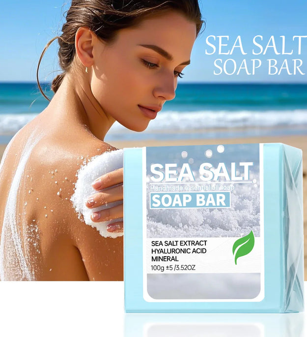Sea salt handmade essential oil soap, hyaluronic acid skin cleansing and moisturizing soap, cleansing and bathing deep cleansing