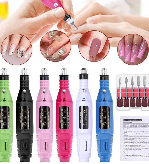 LULAA Electric Nail Drill Kit Portable Nail File Machine Nail Rotary Tool Manicure with USB Cable Christmas Gift for Women