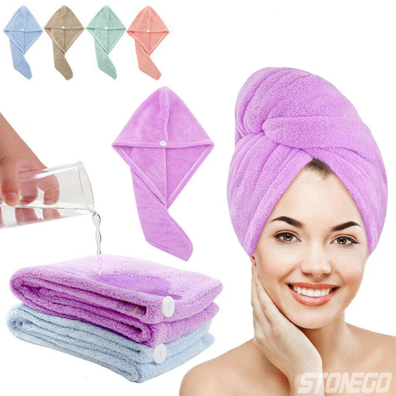 Hair Towel Wrap Fast Dry Hair Towel Super Absorbent Microfiber Coral Velvet Hair Drying Towel Quick Dry Hair Turban - BlissFully