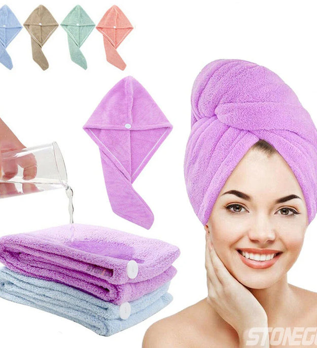 Hair Towel Wrap Fast Dry Hair Towel Super Absorbent Microfiber Coral Velvet Hair Drying Towel Quick Dry Hair Turban - BlissFully