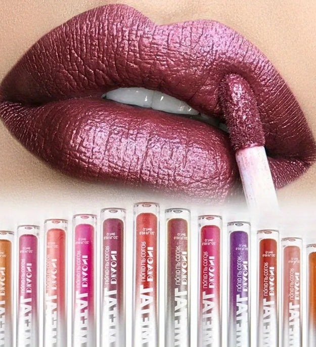 Glitter Metallic Liquid Lipstick Shimmer Easy To Color Non-stick Cup Lip Gloss Waterproof Shiny Lip Glaze Long Lasting Makeup