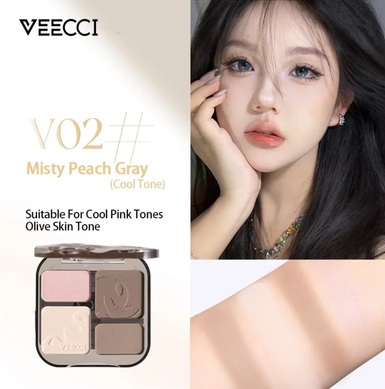 VEECCI 4 Color Contour Palette Powder Matte Shimmer Bronzer Highlighter Brighten  Nude Tones Longlasting Facial  Makeup